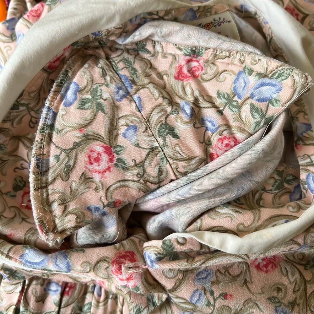 Vintage 90s Susan Bristol Floral Rayon Matching Skirt Blouse Set Pink USA 8 - Picture 12 of 13